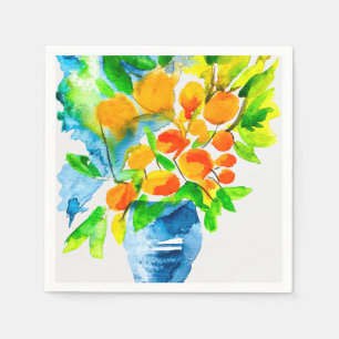 Servilleta De Papel Naranja kumquat frutal arte acuarela