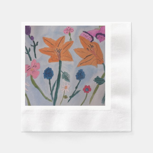 Servilleta De Papel Naranja Lilies Paper Napkin (Anverso)