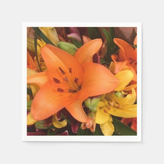 Servilleta De Papel Naranja Lily Paper Napkin (Anverso)