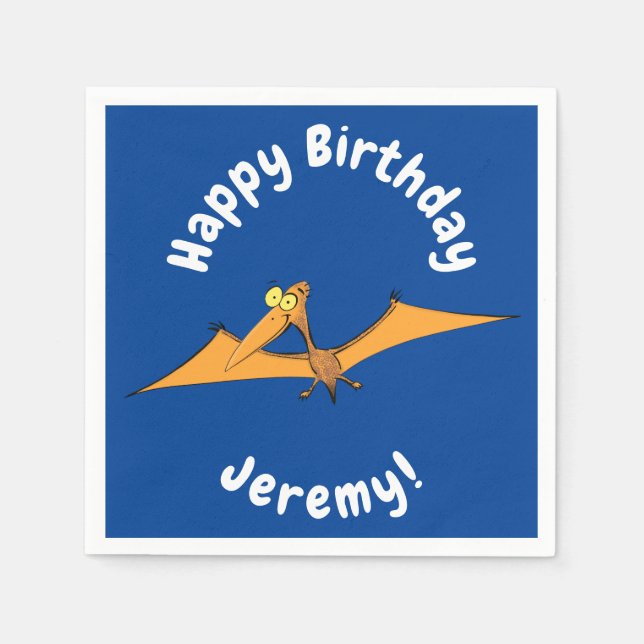 Servilleta De Papel Naranja lindo y gracioso personalizado pterodáctil (Anverso)