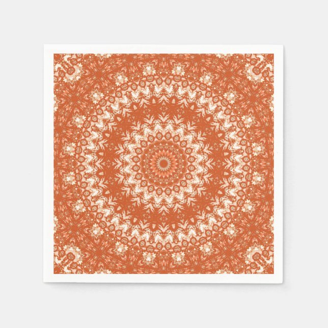 Servilleta De Papel Naranja mandala. (Anverso)