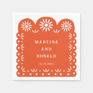 SERVILLETA DE PAPEL NARANJA MEXICAN PAPEL PICADO