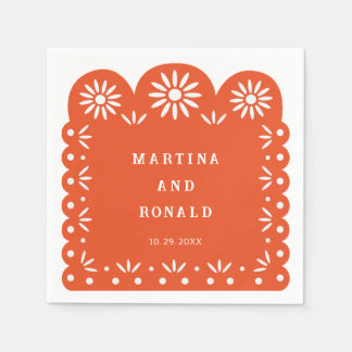 SERVILLETA DE PAPEL NARANJA MEXICAN PAPEL PICADO