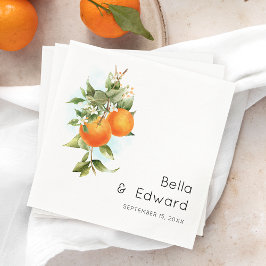 Servilleta De Papel Naranja Mínimo Boda Boho Botánico