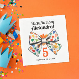 Servilleta De Papel Naranja moderno Girly Colorful Bow Name Watercolor