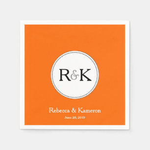 Servilleta De Papel Naranja Monogrammed Boda