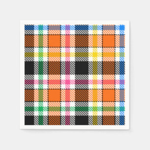 Servilleta De Papel Naranja Multicolor Negro Flannel Plaid Tartán