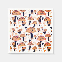 Servilleta De Papel Naranja Mushroom Fall Birday Party