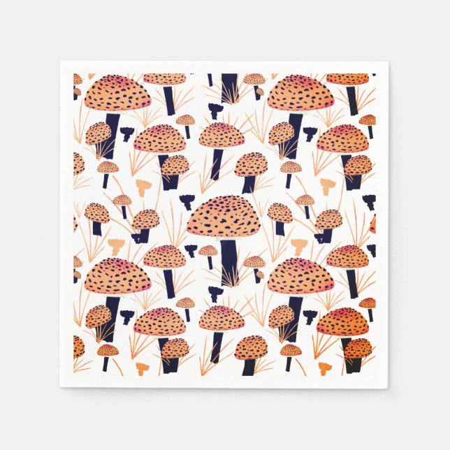 Servilleta De Papel Naranja Mushroom Fall Birday Party (Anverso)
