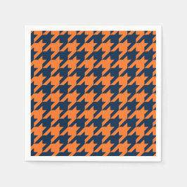 Servilleta De Papel Naranja/Navy Houndstoth