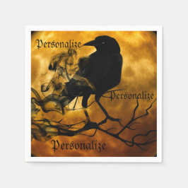 Servilleta De Papel Naranja negro de la luna de gallo de gallo de gall