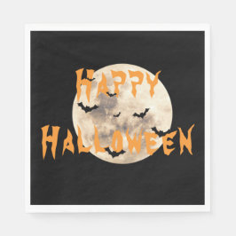 Servilleta De Papel Naranja negro Feliz Halloween Moon Bats