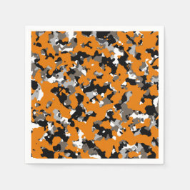 Servilleta De Papel Naranja Negro Gris Camuflaje Tan Impresión de Camu