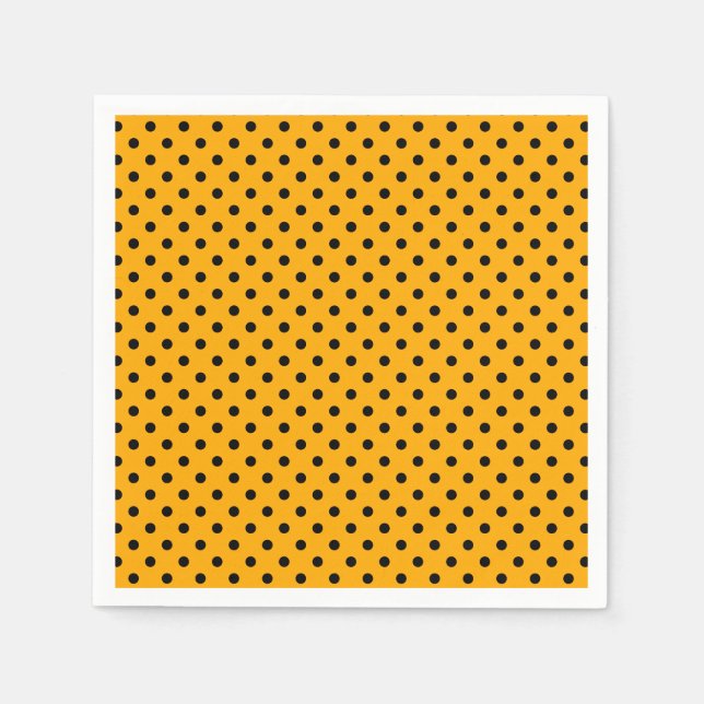 Servilleta De Papel Naranja negro Polka Patrón de puntos Halloween Nap (Anverso)