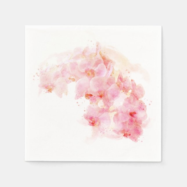 Servilleta De Papel Naranja Orquídea Acuarela Flor Boda Floral (Anverso)