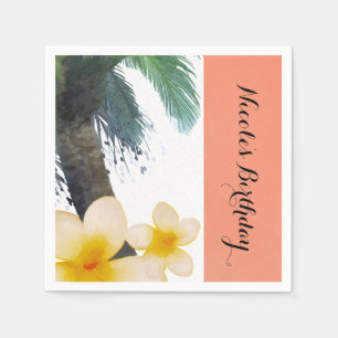 Servilleta De Papel Naranja Palma Tropical & Plumeria Fiesta de Verano