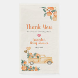 Servilleta De Papel Naranja Pequeño Cutie Baby Shower Gold Purpurina