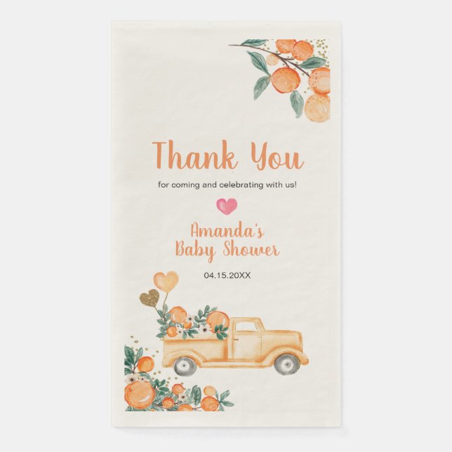 Servilleta De Papel Naranja Pequeño Cutie Baby Shower Gold Purpurina (Anverso)