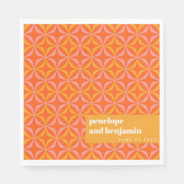 Servilleta De Papel Naranja personalizado Boda de tipografía retro ama