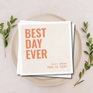 Servilleta De Papel Naranja personalizado Boda moderno del mejor día d