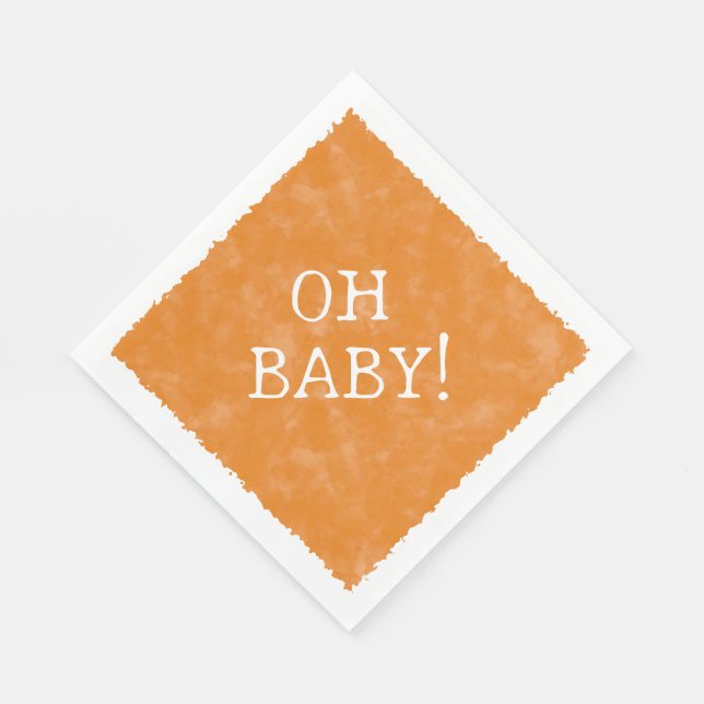 Servilleta De Papel Naranja Personalizado de acuarela Textos Baby Show (Esquina)