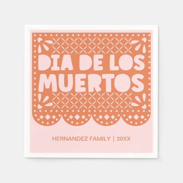 Servilleta De Papel Naranja personalizado Dia de los Muertos Napkins (Anverso)