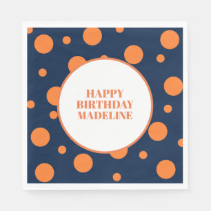 Servilleta De Papel Naranja personalizado Navy Polka Azul Fiesta de cu
