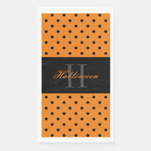 Servilleta De Papel Naranja polka negro puntos monograma personalizado