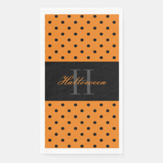 Servilleta De Papel Naranja polka negro puntos monograma personalizado