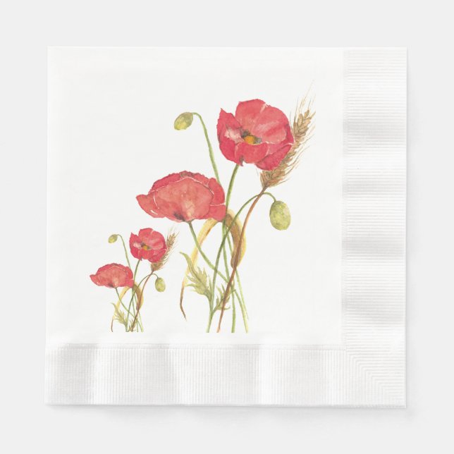 Servilleta De Papel Naranja Poppies Cocktail Napkin (Anverso)