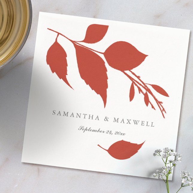 Servilleta De Papel Naranja quemado Boda Tema Cocktail Napkins (Orange wedding theme custom cocktail napkins by Victoria Grigaliunas Do Tell A Belle)