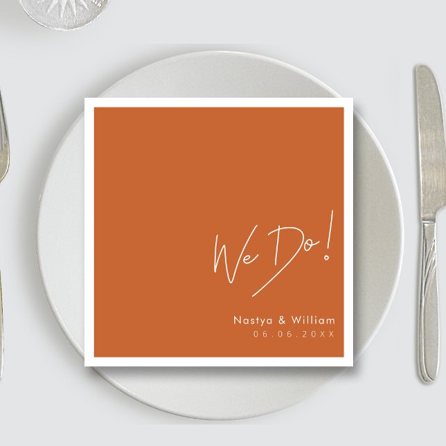 Servilleta De Papel Naranja quemado de forma simple: la mano decía 'Lo (Simply Burnt Orange Hand Lettered 'We Do'  Napkins)