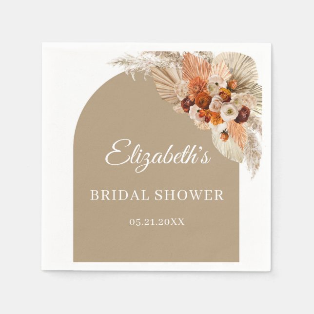 Servilleta De Papel Naranja quemado de terracota de pasto de Boho arch (Anverso)