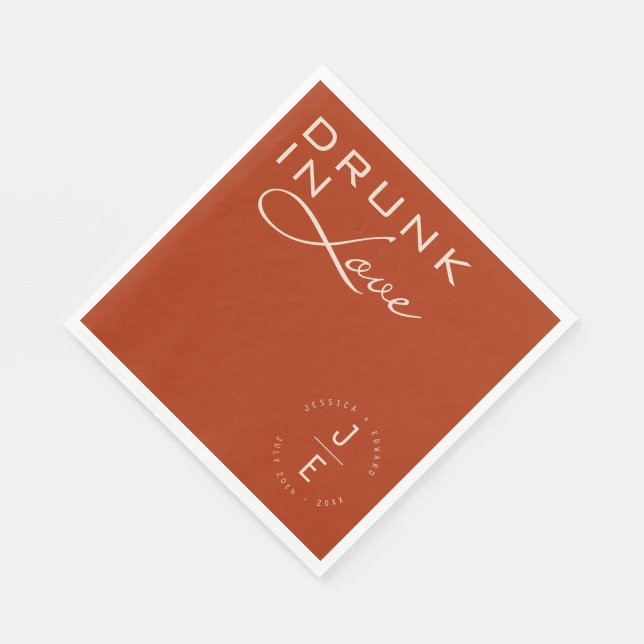 Servilleta De Papel Naranja quemado Elegante Moda Monograma Mínimo Gui (Esquina)