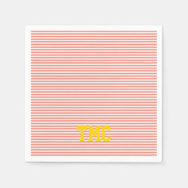 Servilleta De Papel naranja rayas blancas en monograma iniciales prepp