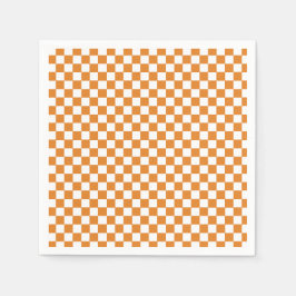 Servilleta De Papel Naranja Retro a Cuadros