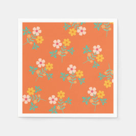 Servilleta De Papel Naranja retro Daisy Bouquet Pattern