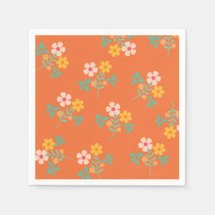 Servilleta De Papel Naranja retro Daisy Bouquet Pattern