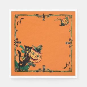 Servilleta De Papel Naranja Retro Halloween