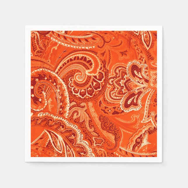 Servilleta De Papel Naranja Retro Paisley Bandanna/Bandana (Anverso)