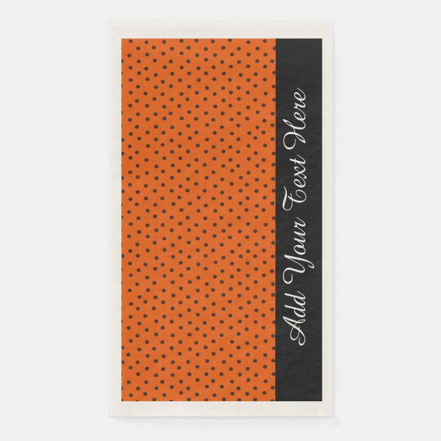 Servilleta De Papel Naranja Retro Y Puntos De Polka Negro Towe De Pape (Anverso)