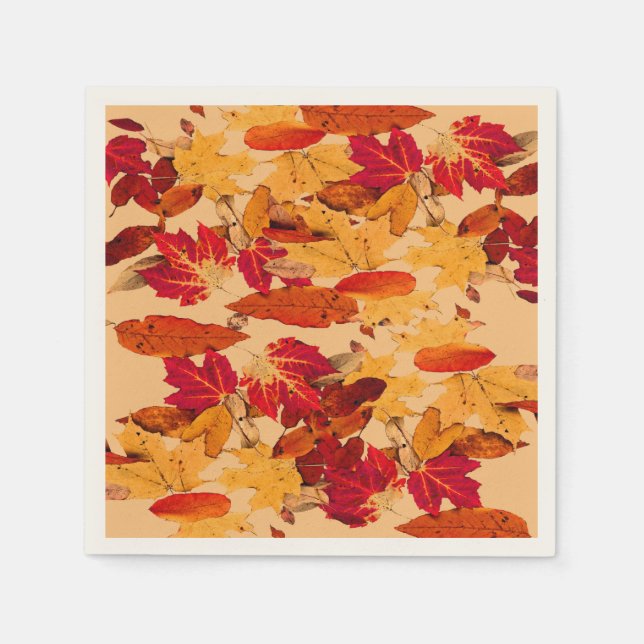 Servilleta De Papel Naranja Rojo Foliage de otoño amarillo marrón (Anverso)