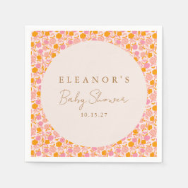 Servilleta De Papel Naranja Rosa Boho Personalizado de Baby Shower con