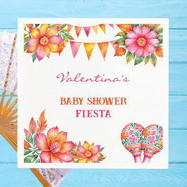 Servilleta De Papel Naranja rosa Floral Colorful Fiesta Baby Shower