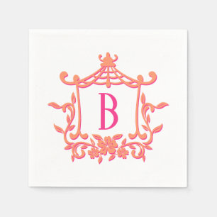 Servilleta De Papel Naranja rosa moda Marco Pagoda Monograma inicial