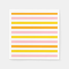 Servilleta De Papel Naranja, rosa y amarillo a rayas