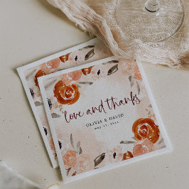 Servilleta De Papel Naranja ruso Boho | Boda Rubor de acuarela