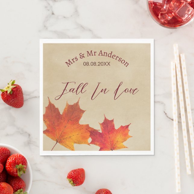 Servilleta De Papel Naranja ruso se enamora deja a Boda de otoño (In situ)