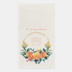 Servilleta De Papel Naranja Rústico Aquarela Floral En Amado Recuerdo
