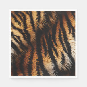 Servilleta De Papel Naranja Safari Tigre Negro